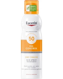 Eucerin Sun Прозрачен охлаждащ слънцезащитен спрей за тяло, SPF50, 200 ml