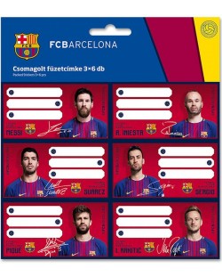 Комплект ученически етикети Ars Una - FC Barcelona, 18 броя