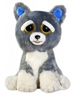 Плашеща плюшена играчка WMC Toys Feisty Pets - Сиво куче