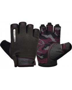 Фитнес ръкавици RDX - T2 Half,  черни/розови