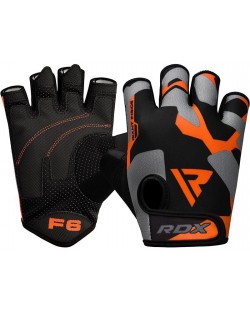 Фитнес ръкавици RDX - Sumblimation F6 , черни/оранжеви