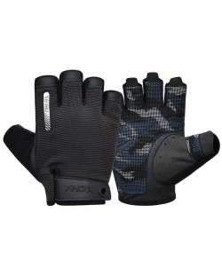 Фитнес ръкавици RDX - T2 Half,  черни/сини