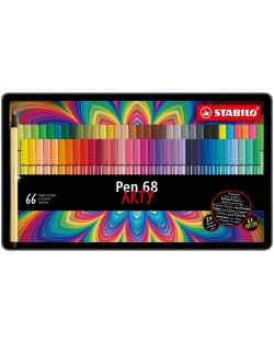 Флумастери Stabilo Arty - Pen 68, 66 цвята, метална кутия