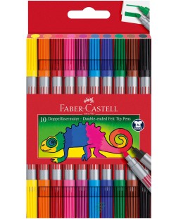 Флумастери Faber-Castell - двойни, 10 цвята