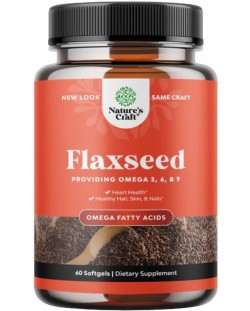 Flaxseed, 1000 mg, 60 меки капсули, Nature's Craft