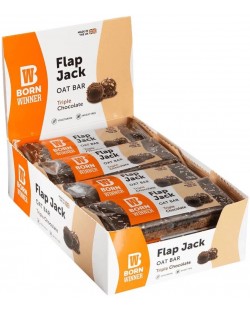 Flap Jack Oat Bar, троен шоколад, 12 броя, Born Winner