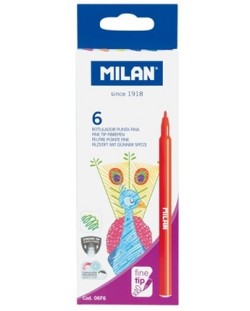 Флумастери с тънък връх Milan - 6 цвята