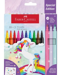 Флумастери Faber-Castell - Еднорог, 10 + 3 цвята