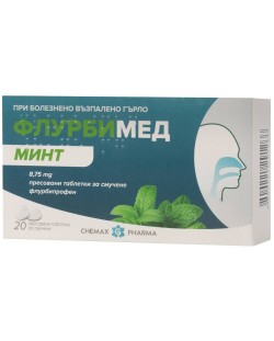 Флурбимед Минт, 8.75 mg, 20 таблeтки за смучене, Chemax Pharma