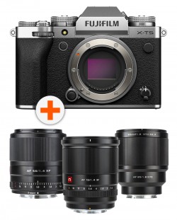 Фотоапарат Fujifilm X-T5, Silver + Обектив Viltrox - AF, 13mm, f/1.4, за Fuji X-mount + Обектив Viltrox - 56mm, f/1.4 XF за Fujifilm X, черен + Обектив Viltrox - AF 85mm, F1.8, II XF, FUJIFILM X