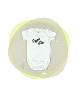 Памучно боди с къс ръкав For Babies - Super Star, 68 cm, 3-6 месеца