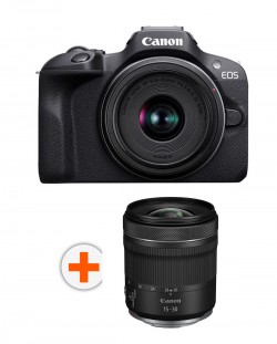 Фотоапарат Canon - EOS R100, RF-S 18-45mm, f/4.5-6.3 IS STM, Black + Обектив Canon - RF, 15-30mm, f/4.5-6.3 IS STM