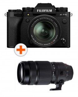 Фотоапарат Fujifilm - X-T5, 18-55mm, Black + Обектив Fujinon XF 100-400mm F/4.5-5.6 R LM OIS WR