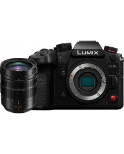 Безогледален фотоапарат Panasonic - Lumix GH6, 12-60mm, Black