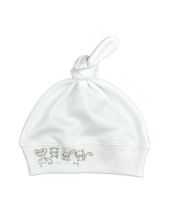 Бебешка шапка с възел For Babies - Give me a hug, синя, 0-3 месеца