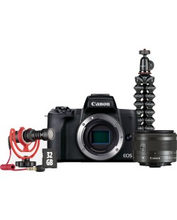Безогледален фотоапарат Canon - EOS M50 Mark II + Vlogger KIT
