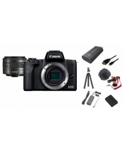 Безогледален фотоапарат Canon - EOS M50 Mark II + Premium Kit, черен