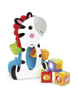 Занимателна играчка Fisher Price - Зебра, с кубчета и топчета