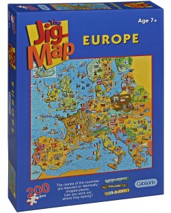 Пъзел Gibsons от 200 части - Забавна карта на Европа, Дейвид Мостин