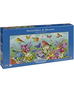 Пъзел Gibsons от 636 части – Пеперуди и цветове, Грег Джордано