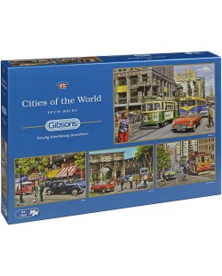 Пъзел Gibsons от 4 x 500 части – Градовете по света, Кевин Уолш