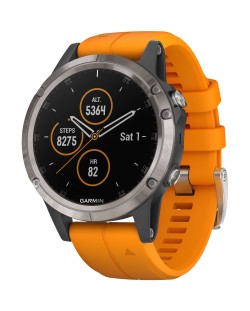 GPS часовник Garmin Fenix 5 Plus Sapphire - оранжев