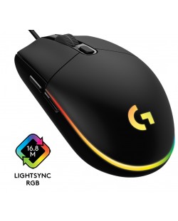 Гейминг мишка Logitech - G102 Lightsync, оптична, RGB, черна