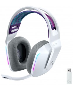 Гейминг слушалки Logitech - G733, безжични, бели