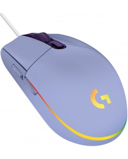 Гейминг мишка Logitech - G102 Lightsync, оптична, RGB, лилава