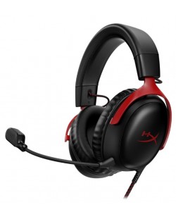 Гейминг слушалки HyperX - Cloud III, черни/червени