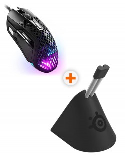 Гейминг комплект SteelSeries - Aerox 5 + Mouse Bungee, черен