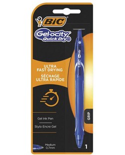 Гел химикалка BIC Gel-ocity - Quick Dry, 0.7 mm, блистер, синя