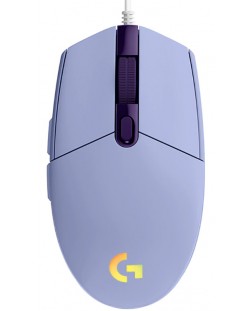 Гейминг мишка Logitech - G203 Lightsync, оптична, лилава