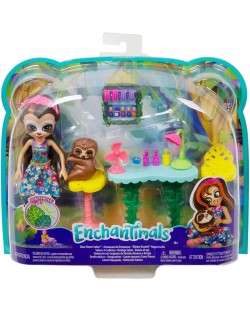 Игрален комплект Mattel Enchantimals - Салон за красота на Sela Sloth и Treebody