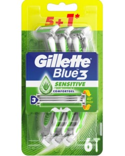 Gillette Blue 3 Мъжка самобръсначка Sensitive , 5 + 1 броя