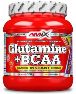 Glutamine + BCAA, горски плодове, 300 g, Amix