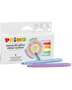 Глитерни флумастери Primo - 6 цвята