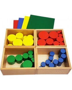 Игрален комплект Smart Baby - Цветни цилиндри Монтесори, дървени