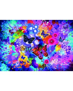 Пъзел Grafika от 1000 части - Шарени цветя и пеперуди