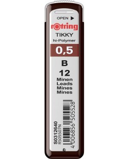 Графити Rotring Tikky - Hi-polymer, B, 0.5 mm, 12 броя