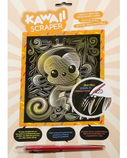 Творчески комплект за гравиране KSG Crafts - Маймунка, на златиста основа