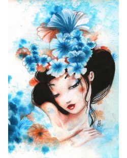 Пъзел Grafika от 1000 части - Сини цветя, Misstigri