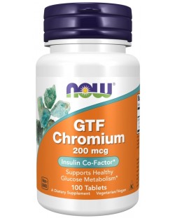 GTF Chromium, 200 mcg, 100 таблетки, Now