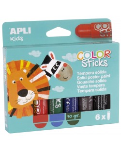 Комплект боички за рисуване Apli Kids - Гваш стик, 6 пастелни цвята