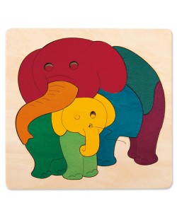 Дървен пъзел Hape - Слончета