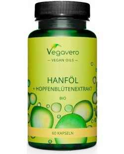 Hanföl + Hopfenblütenextrakt Bio, 60 капсули, Vegavero