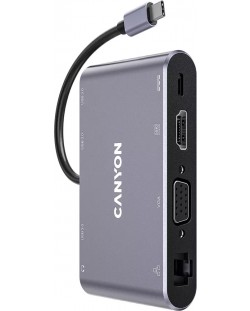 Хъб Canyon - DS-14, 8 порта, USB-C, сив