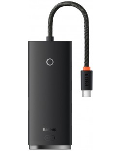 Хъб Baseus - Lite Series, 5 порта, USB-C, 0.25m, черен