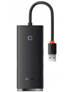 Хъб Baseus - Lite Series, 5 порта, USB-A, 0.25m, черен