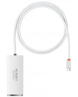 Хъб Baseus - Lite Series, 5 порта, USB-C, 1m, бял